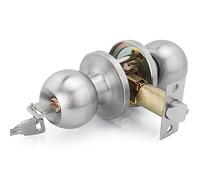 Qrity 2 x Acero Inoxidable Tirador de puerta Tirador de puerta Lock Lockset para entrada o Paso, Entrance, La Base de Cobre, Tamaño de Pestillo 60 / 70mm