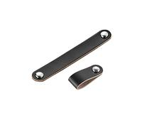 Qrity 2 x Tiradores de Cuero, Negro Tiradores de Cuero para Armarios de 128 mm, Manija de Cuero para Muebles Armarios Cajón