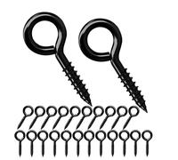 Qrity 20 Piezas Tornillos de Ojal 28mm, Tornillo Ocular, Tornillo Autopropulsado, Gancho de Techo, Tornillo de Apriete, Tornillo Anular, Gancho de Techo, Negro