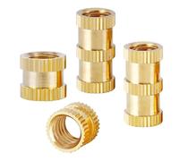 Qrity 20 Piezas Tuercas Moleteadas de Latón, M4x4x6mm Roscada Hembra Tuerca Moleteada, para Fijación de Moldeo por Inyección