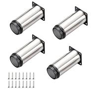 Qrity 4 Piezas Patas para Muebles Altura Regulables, Total: 150-165mm Armario de Cocina Pies Redondo, Metal Cromado, para Sofas, Mesa, Cama