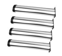 Qrity 4 Piezas Patas para Muebles Altura Regulables, Total: 450-465mm Armario de Cocina Pies Redondo, Metal Cromado, para Sofas, Mesa, Cama