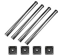 Qrity 4 Piezas Patas para Muebles Altura Regulables, Total: 700-720mm Armario de Cocina Pies Redondo, Metal Cromado, para Sofas, Mesa, Cama