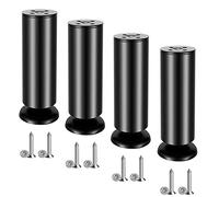 Qrity 4 Unidades Patas de Metal Muebles, 15cm Pies Redondo, Patas de Armario con Estera de Goma, para Mesas, Armarios, Sofás, Negro