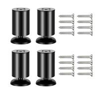 Qrity 4 Unidades Patas de Metal Muebles, 8cm Pies Redondo, Patas de Armario con Estera de Goma, para Mesas, Armarios, Sofás, Negro