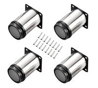 Qrity 4 Unidades Patas para Muebles Patas de Metal Muebles Regulables Armario de Cocina pies Redondo - Metal Cromado - Altura Ajustable (Total: 80-95mm)