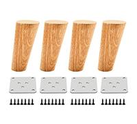 Qrity 4X Patas de Madera para Muebles Sofá Gabinete Oblicuas Cónicas TV de 100 mm de Altura con Tornillos y Placa de Montaje
