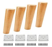 Qrity 4X Patas de Madera para Muebles Sofá Gabinete Oblicuas Cónicas TV de 150 mm de Altura con Tornillos y Placa de Montaje