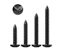Qrity 50 Piezas de Tornillos Phillips, M3x18mm Tornillo de Madera Autopropulsado, Redonda Cabeza de Hongo, Negro