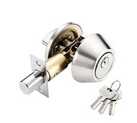 Qrity Casa para Puerta Cilindro Bloqueo de Seguridad/Cerrojo, Latón + Acero Inoxidable, Cerradura de Cerrojo con Llave