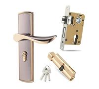 Qrity Cerradura de Manija de Puerta de Palanca de Aleación de Zinc, Juego de Manija de Puerta, Cerradura de Palanca de Puerta Antirrobo con Llaves para Puertas de Madera