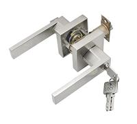 Qrity Cerradura de Puerta Juego de Manillas para Puerta Pasillo de Privacidad con Llaves para Dormitorio, Baño, Guardarropa, Almacenamiento y Oficina, Tamaño de Cierre 60/70 mm, Cuadrado, Plata