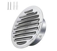 Qrity Cubiertas de Rejilla de Ventilación de Acero Inoxidable 160mm, Campana de Ventilación Exterior Redonda para Pared,Tapa para Salida de Humos, con Insectos Red, Para Ventilación de Escape
