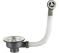 Qrity Fregadero de Cocina 114 mm Colador de Cesta 1½ "Desagüe y Rebosadero, Colador de Cesta para Fregadero Acero Inoxidable