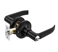 Qrity Juegos de Cerradura de Manilla Redonda, Pomo de Puerta Interior con Cerradura y Llave, para Puerta Zurda o Diestra, Picaporte de Entrada 60/70 mm-Negro