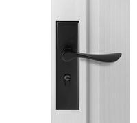 Qrity Manilla para puerta (color negro), cerradura de palanca europea, cerradura de 2 palancas, cilindro, 3 llaves de cobre, aleación de zinc