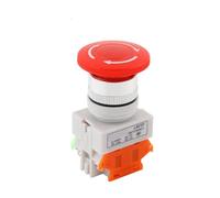 QRJAZHNTP Interruptor de botón de Parada de Emergencia LAY37 con Bloqueo automático/Enganche LAY7 PBC Y090-11ZS Fuente de alimentación NO/NC 4 terminales de Tornillo(2NC,25MM-Silver Plate Contact)