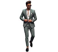 Qrkoda Hombre Small Houndstooth Traje Slim Fit 2-Piezas Dos Botones Chaqueta para Formal Prom Casual