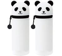 QRKPVHD Estuche escolar de silicona suave 2 en 1 Kawaii, 2 portalápices de mesa, cierre de cremallera, crayones y marcadores, estuche para l