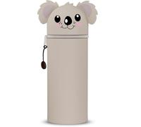 QRKPVHD Estuche Escolar Kawaii Animales, 2 en 1 Estuche de Silicona Cremallera, Estuche Vertical Retractil para Bolígrafos Lápices, Estuche Escolar Animales Compartimentos niña (Koalas Grises)
