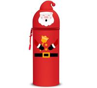 QRKPVHD Estuche Escolar Kawaii Animales, 2 en 1 Estuche de Silicona Cremallera, Estuche Vertical Retractil para Bolígrafos Lápices, Estuche Escolar Animales Compartimentos niña (Papá Noel)