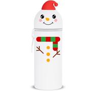 QRKPVHD Estuche Escolar Kawaii Animales, 2 en 1 Estuche de Silicona Cremallera, Estuche Vertical Retractil para Bolígrafos Lápices, Estuche Escolar Animales Compartimentos niña (yetis)