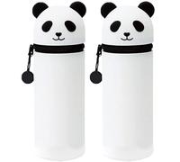 QRKPVHD Kawaii Estuche Escolar de Silicona Blanda 2 en 1, 2pcs Portalápices de Mesa, Dulces Panda, Cremallera, Cute Panda Estuche Papeleria de Cremallera para Rotuladores Niños Niñas
