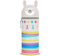 QRKPVHD Kawaii Estuche Escolar de Silicona Blanda 2 en 1, Portalápices de Mesa, Animales, Cremallera Cute Estuche Papeleria Cremallera para Lápices Colores Rotuladores Niños Niñas (Alpaca)