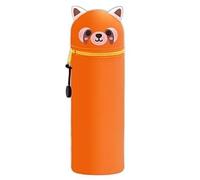 QRKPVHD Kawaii Estuche Escolar de Silicona Blanda 2 en 1 - Portalápices de Mesa, Cremallera, Estuche Papeleria de Cremallera para Lápices para Niños Niñas (Mapache)