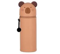 QRKPVHD Kawaii Estuche Escolar de Silicona Blanda 2 en 1 - Portalápices de Mesa, Cremallera, Estuche Papeleria de Cremallera para Lápices para Niños Niñas (Kapibara)