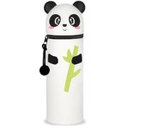 QRKPVHD Kawaii Estuche Escolar de Silicona Blanda 2 en 1 - Portalápices de Mesa, Cremallera, Estuche Papeleria de Cremallera para Lápices para Niños Niñas (Panda de bambú)