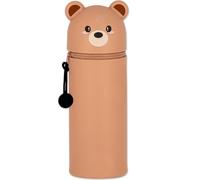 QRKPVHD Kawaii Estuche Escolar de Silicona Blanda 2 en 1 - Portalápices de Mesa, Cremallera, Estuche Papeleria de Cremallera para Lápices para Niños Niñas (Koala marrón)