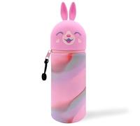 QRKPVHD Kawaii Estuche Escolar de Silicona Blanda 2 en 1, Portalápices de Mesa, Dulces Conejito, Cremallera, Cute Estuche Papeleria de Cremallera para Lápices de Colores Rotuladores para Niños Niñas