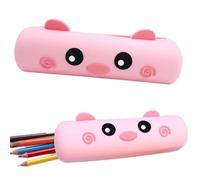 QRKPVHD Kawaii Pig Pencil Case, Silicone Estuche Escolar Pencil Case, Estuche de Silicona, Estuche para Lápices Bolso Organizador, Estuches de Lápices de Gran Capacidad, Estuche de Silicona Suave