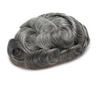 QRSTUVXZY Peluca para Hombres 6 Inch Human Hair Mens Toupee,0.1 mm Skin Durable PU Man Wigs 130 Density(7"x10",1B65)