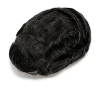 QRSTUVXZY Peluca para Hombres 6 Inch Human Hair Mens Toupee,0.1 mm Skin Durable PU Man Wigs 130 Density(7"x10",1B10)