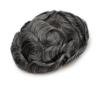 QRSTUVXZY Peluca para Hombres 6 Inch Human Hair Mens Toupee,0.1 mm Skin Durable PU Man Wigs 130 Density(7"X9",1B40)