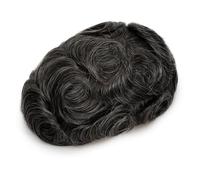 QRSTUVXZY Peluca para Hombres 6 Inch Human Hair Mens Toupee,0.1 mm Skin Durable PU Man Wigs 130 Density(7"x10",1B30)