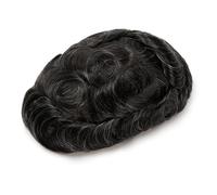 QRSTUVXZY Peluca para Hombres 6 Inch Human Hair Mens Toupee,0.1 mm Skin Durable PU Man Wigs 130 Density(6"X8",1B20)