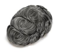 QRSTUVXZY Peluca para Hombres 6 Inch Human Hair Mens Toupee,0.1 mm Skin Durable PU Man Wigs 130 Density(7"X9",5)