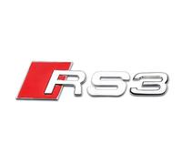 QRSWEWPA Coche Emblema Etiqueta Engomada para S3 S4 S5 S6 S7 S8 RS3 RS4 RS5 RS6 RS7 RS8 V6T V8T,Metal Insignia 3D Cromado Coche Pegatina,Silver RS3
