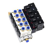 QRUYHBAJU Bloque de válvula solenoide neumática 4V210-08 multiopción de 110/220V CA con colector de Base de Ajuste de silenciador 2/3/4/6 vías 1 Uds(4 Row 4mm Fitting,AC220V)