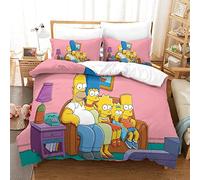 QRWEW Funda Edredón 3D con Impresión Simpson Motivo,para Niños Y Adultos,Funda Nórdica De Suave Transpirable Microfibracon Cremallera Y Fundas De Almohada Juego De Ropa De Double(200x200cm)