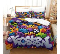 QRWEW Graffiti Juego De Funda Nórdica De Funda De Edredón De Microfibra Funda De Edredón 3D con Juego De Fundas De Almohada para Niños,Adultos con Cierre De Cremallera Suave King(220x240cm)