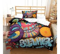 QRWEW Graffiti Juego De Funda Nórdica De Funda De Edredón De Microfibra Funda De Edredón 3D con Juego De Fundas De Almohada para Niños,Adultos con Cierre De Cremallera Suave Single(135x200cm)