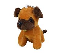 QRZMEDU Llavero del Juguete de la Felpa del Perro con, Dark Brown | Llavero pequeño de peluche de perro Pug y, accesorio de llavero de juguete de algodón PP y resistente