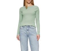 QS Camiseta de Manga Larga Ajustada con Estampado Ajour, Verde Salvia, XL