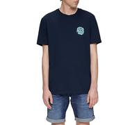 QS Camiseta para Hombre con Estampado en el Pecho y la Espalda, Azul 58d0, M
