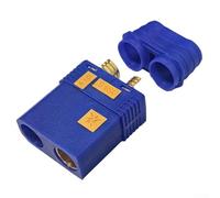 QS8-S - Conector de alta corriente para drones, 130 A, 600 V, nailon antiestático con contactos dorados de 8 mm, cable de 8-10 AWG, resistente al calor hasta 200 °C, negro y azul (azul hembra)