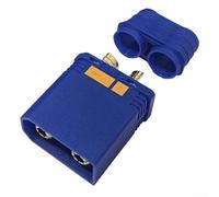 QS8-S - Conector de alta corriente para drones, 130 A, 600 V, nailon antiestático con contactos dorados de 8 mm, cable de 8-10 AWG, resistente al calor hasta 200 °C, negro y azul (azul macho)